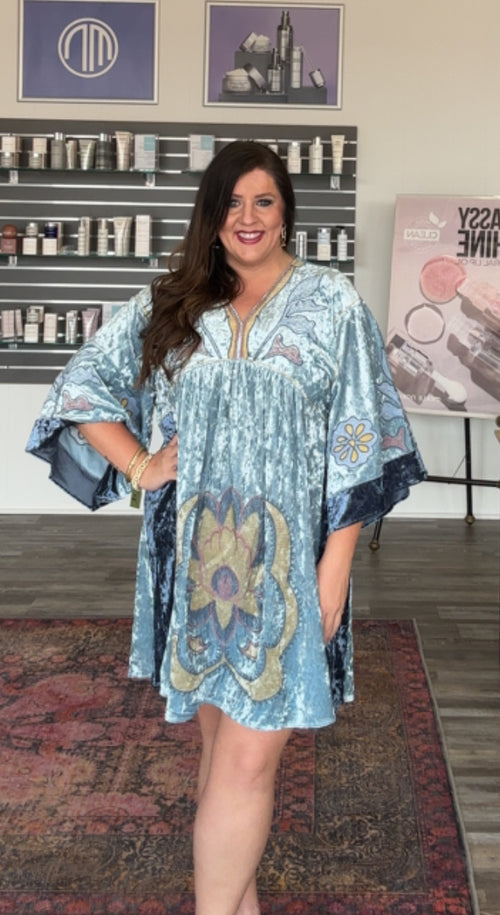The Velvet Bloom and Blue Dress